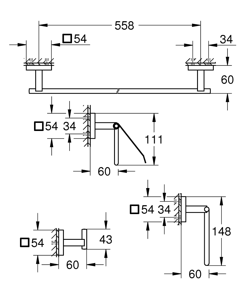 Grohe QuickFix Start Cube 41115DC0 Габаритні розміри