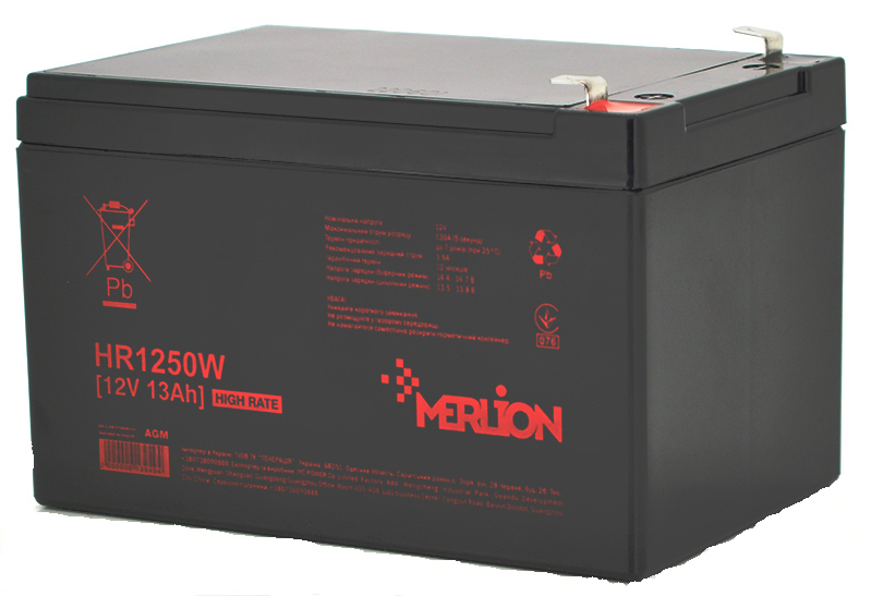 Аккумулятор Merlion HR1250W, 12V 13Ah Black, Q6