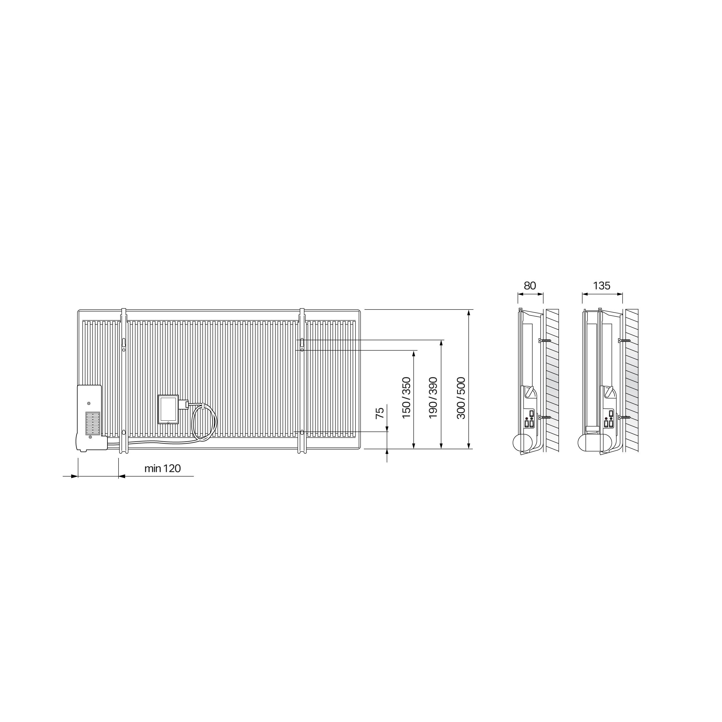 PAX Radiator 11-308/230 500W Габаритні розміри