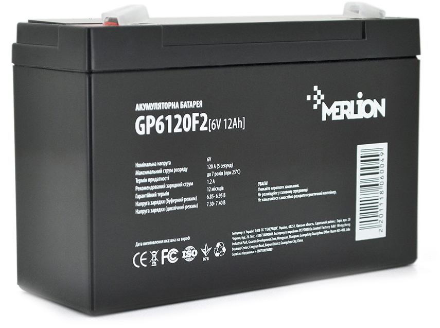 Аккумулятор Merlion GP6120F2 6V 12Ah, Q10