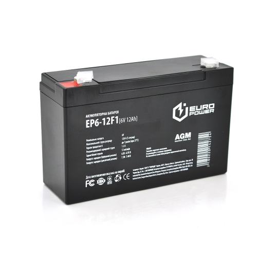 Europower EP6-12F1 6V 12Ah, Black Q10