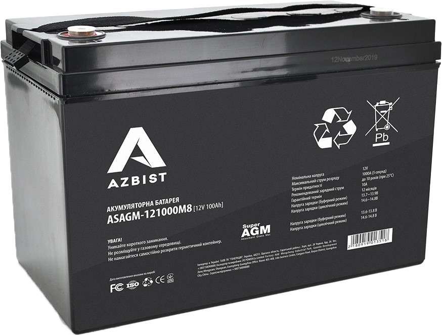 Azbist ASAGM-121000M8, 12V 100Ah Black
