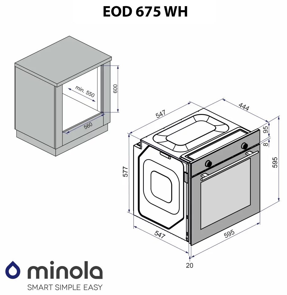 Minola EOD 675 WH Габаритні розміри