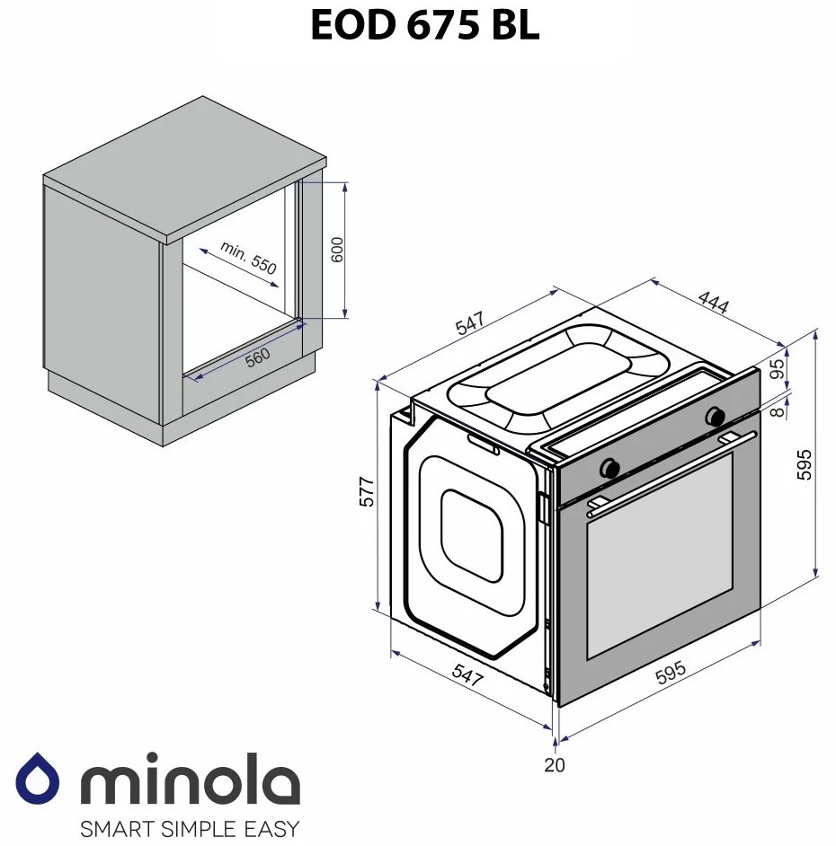 Minola EOD 675 BL Габаритні розміри