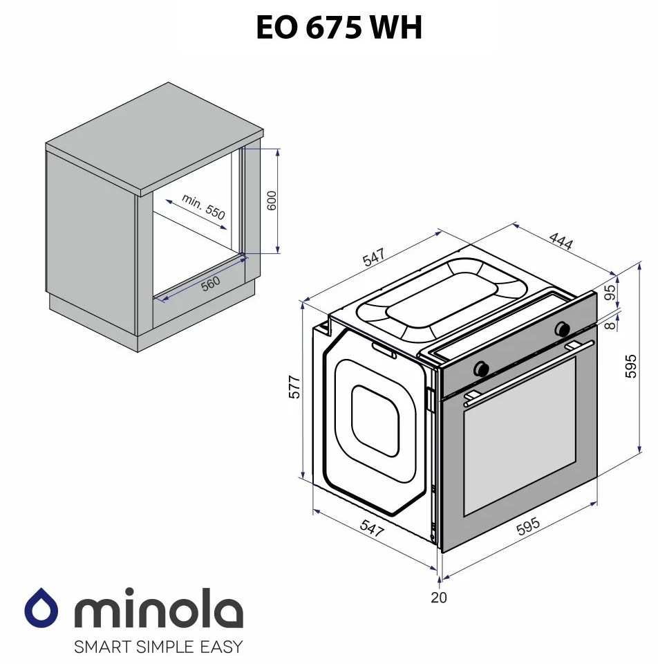 Minola EO 675 WH Габаритні розміри