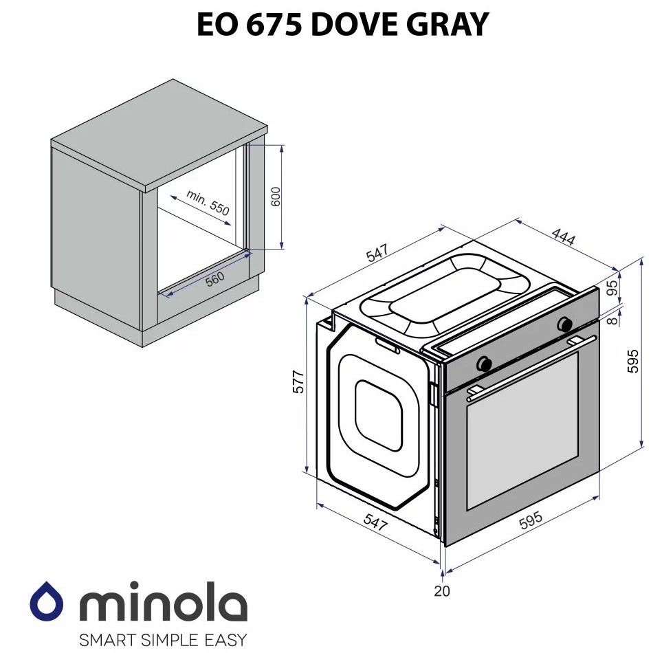 Minola EO 675 Dove Gray Габаритні розміри