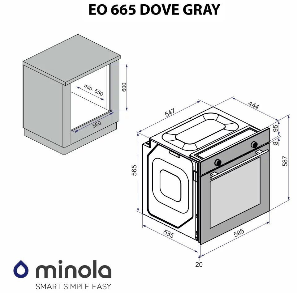 Minola EO 665 Dove Gray Габаритные размеры