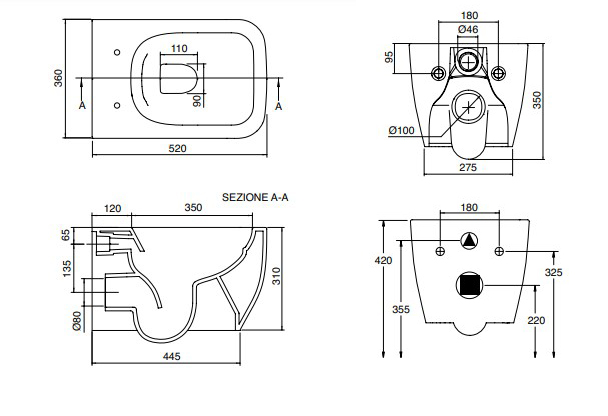 Scarabeo Teorema 2.0 Rimless 5126CL41 White mat Габаритні розміри