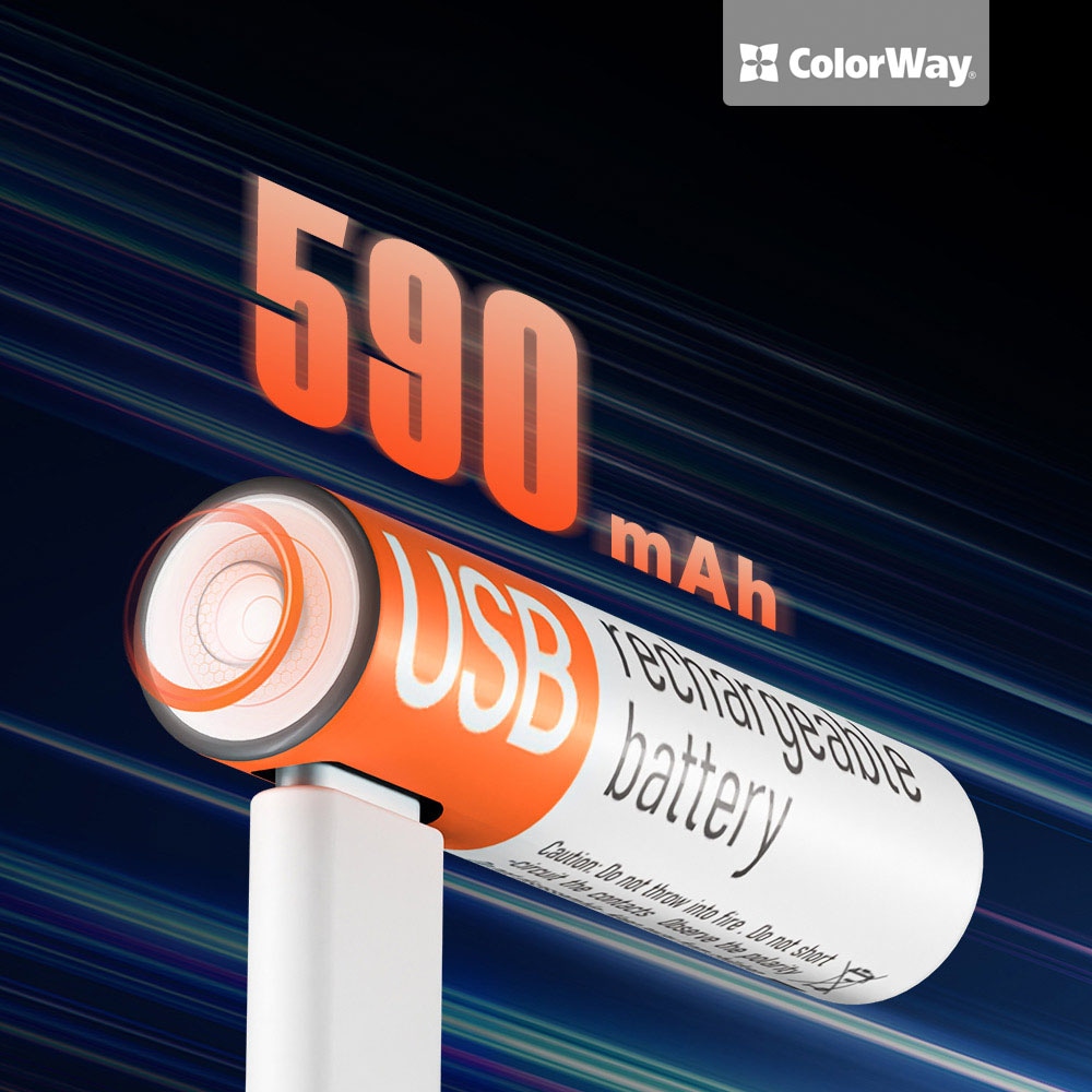 продаємо ColorWay AAA USB-C 590 мАЧ 1.5В (Li-Polymer) (2pc.) (CW-UBAAA-09) в Україні - фото 4