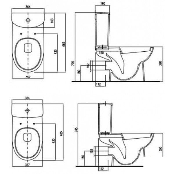 Kolo Nova Pro Rimfree Soft Closing M39045000 Габаритні розміри