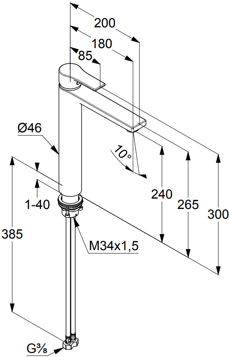 Kludi 240 DN 15 Zenta SL 482563965 Габаритные размеры