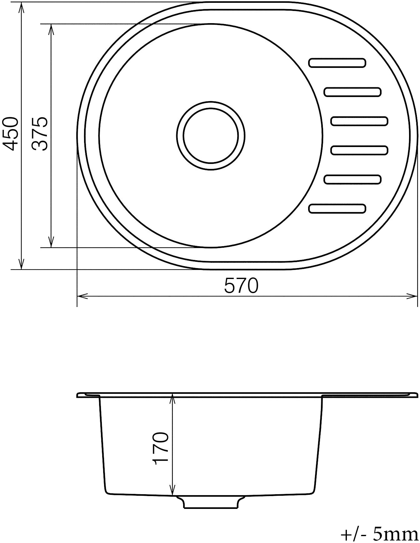 Vankor Lira LMO 02.57 Gray + сифон Габаритные размеры