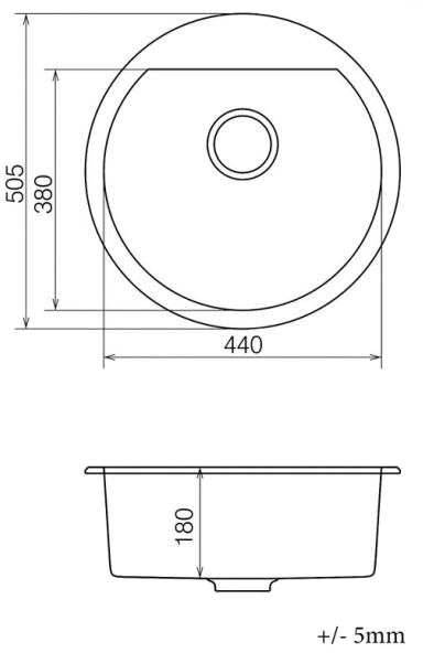 Vankor Tera TMR 01.50 Gray + сифон Габаритные размеры