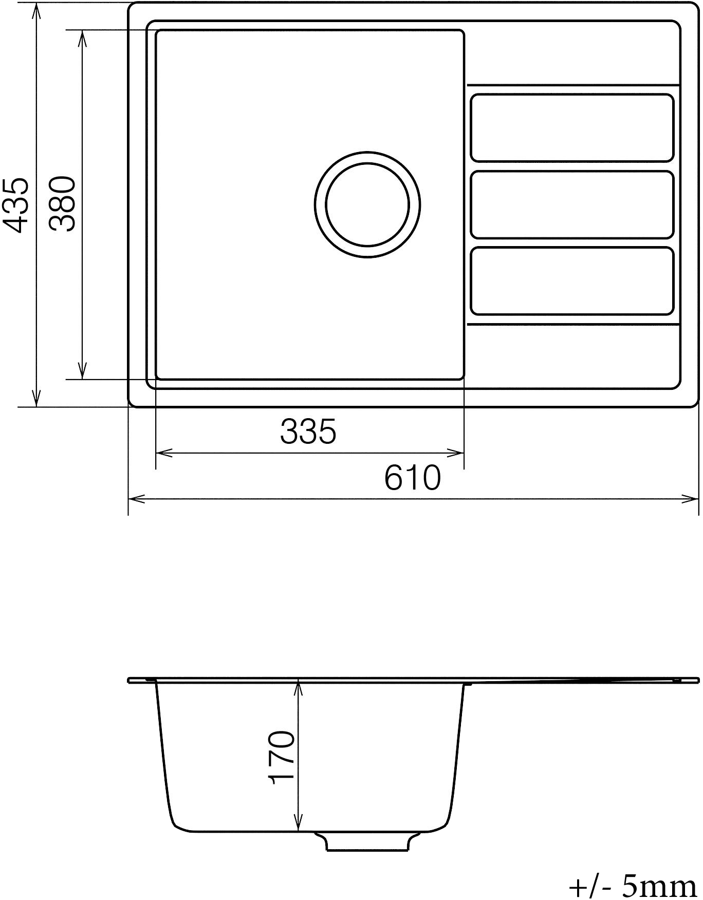 Vankor Easy EMP 02.62 Gray + сифон Габаритные размеры