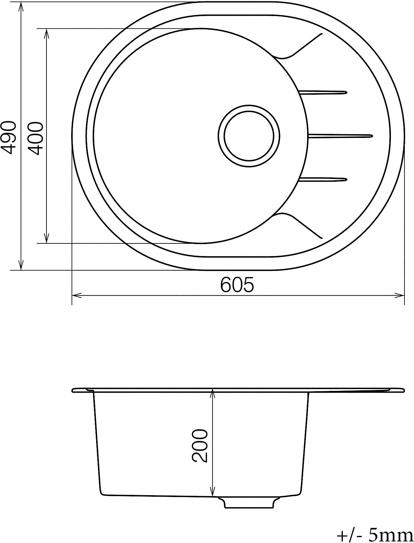 Vankor Sity SMO 02.61 Terra + сифон Габаритні розміри