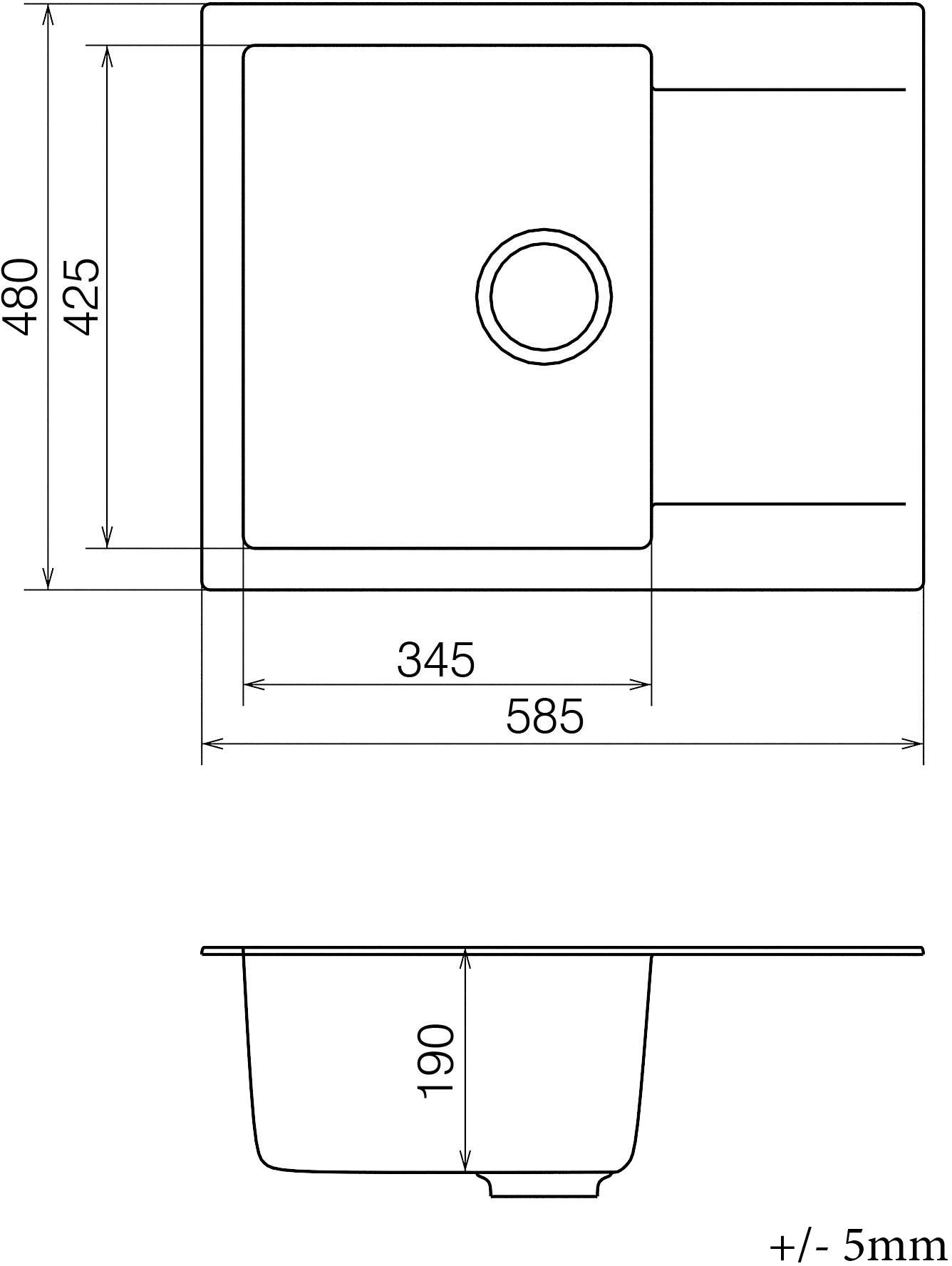 Vankor Orman OMP 02.61 Black + сифон Габаритные размеры