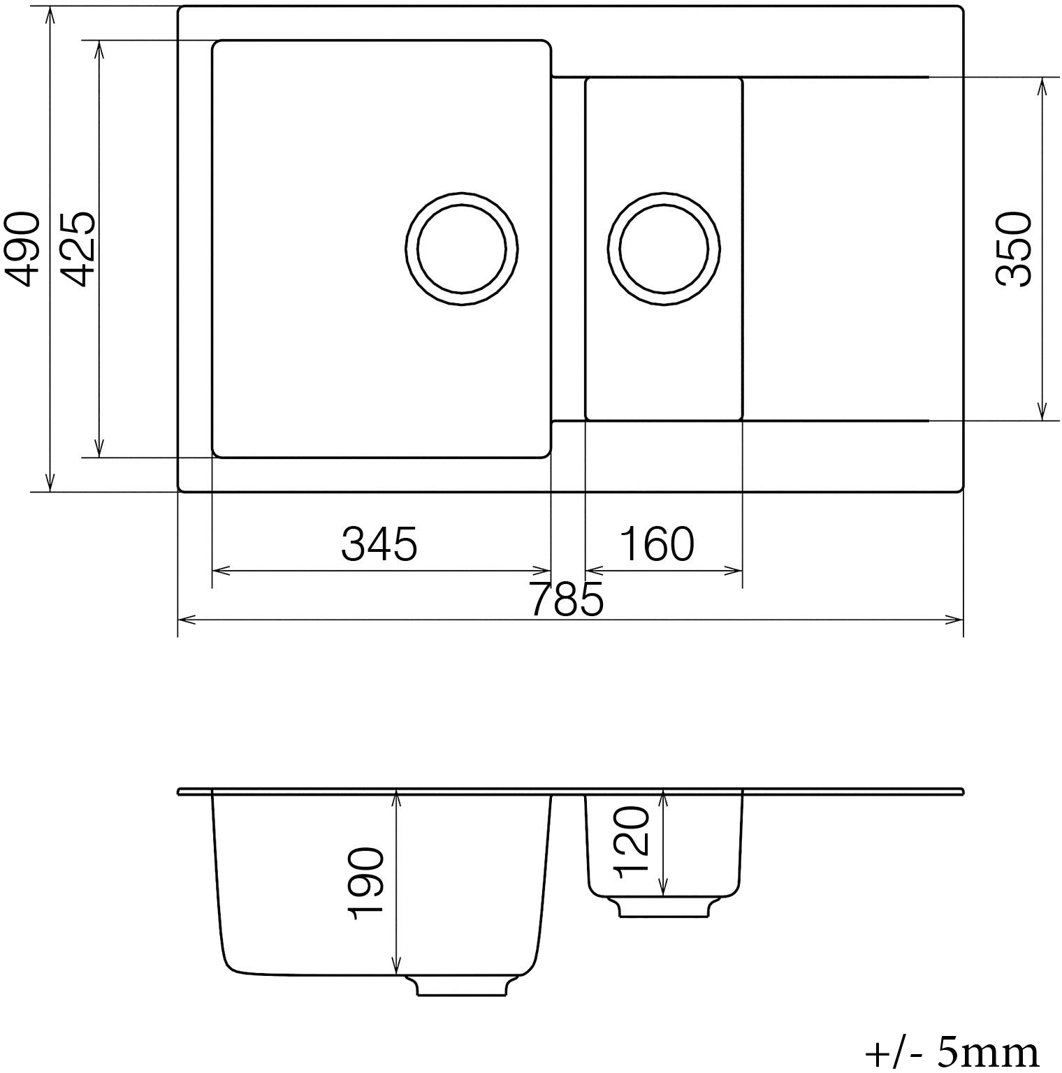 Vankor Orman OMP 04.80 Black + сифон Габаритные размеры