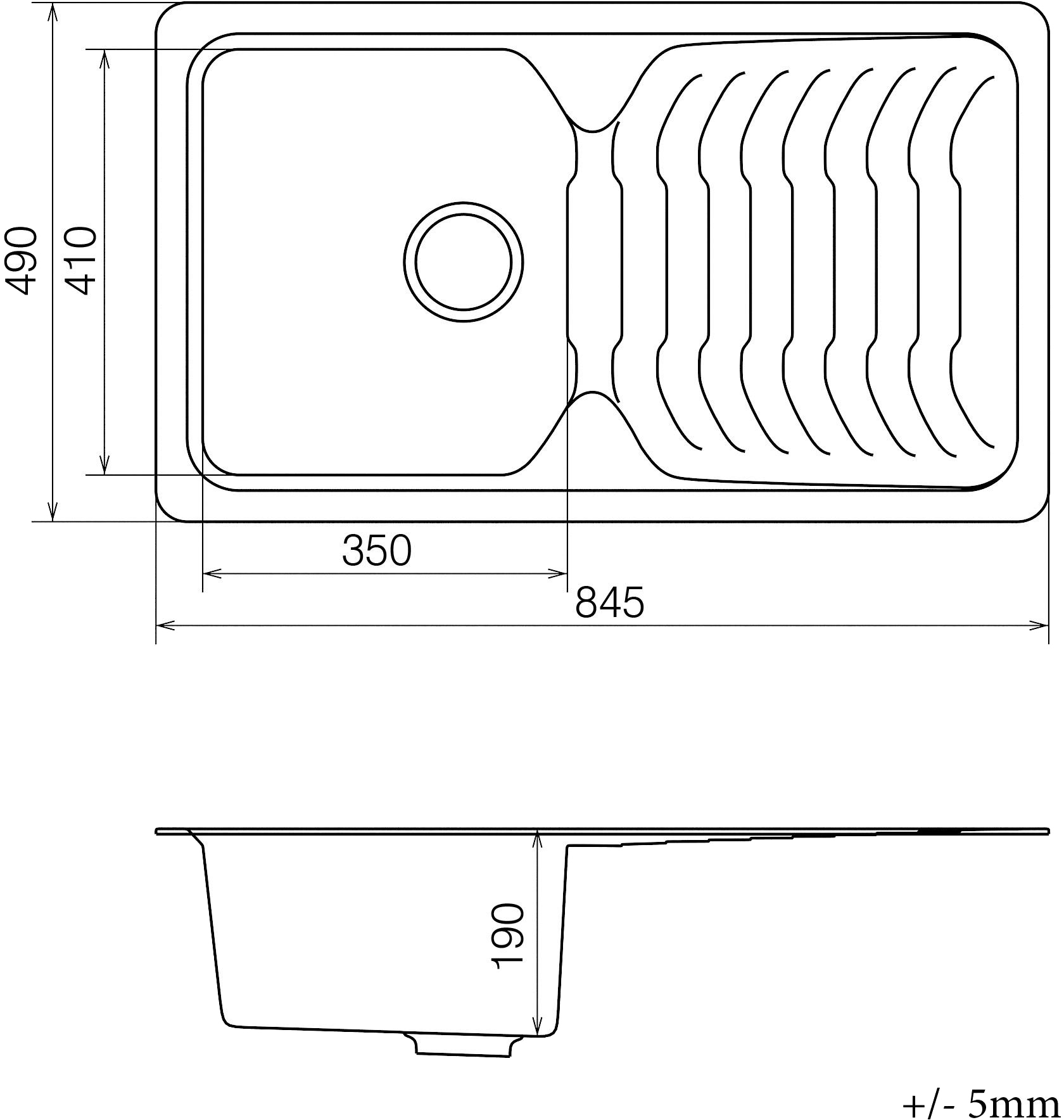 Vankor Sigma SMP 02.85 Gray + сифон Габаритные размеры