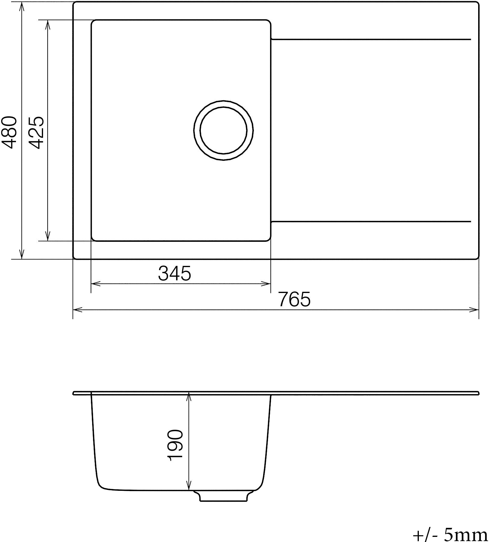 Vankor Orman OMP 02.78 White stone + сифон Габаритні розміри