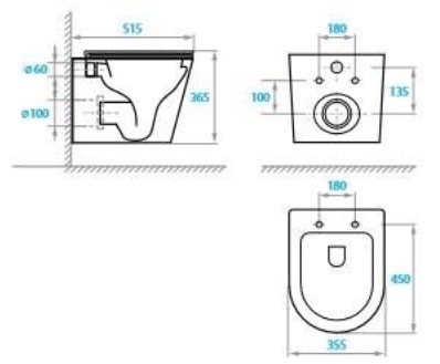 Koller Pool Grace з сидінням Soft Close GR-0515-RQ Габаритні розміри