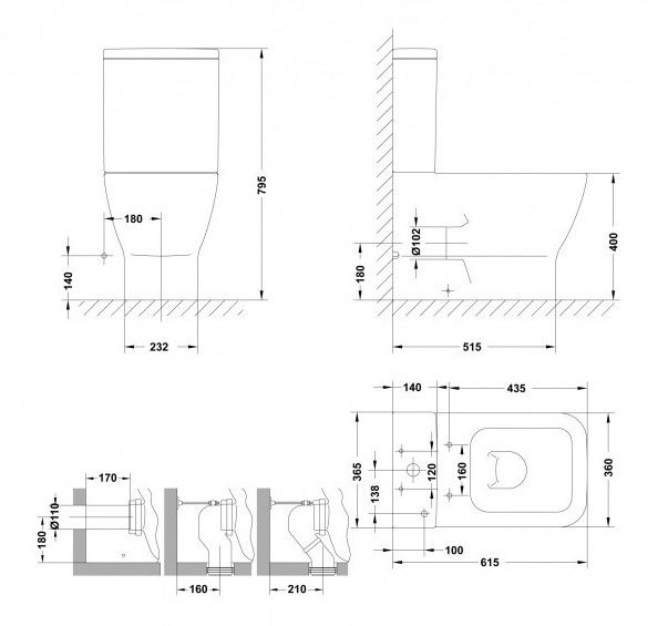 Sanwerk Emma Square SW0003073 Габаритні розміри