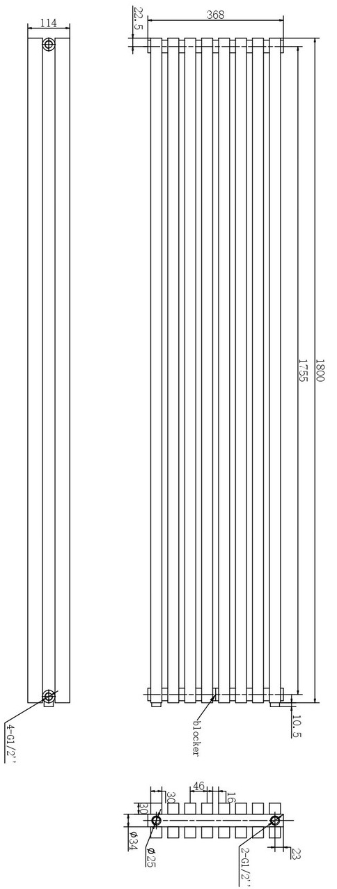 ArttiDesign Ancona II 8/1800/368 белый матовый Габаритные размеры