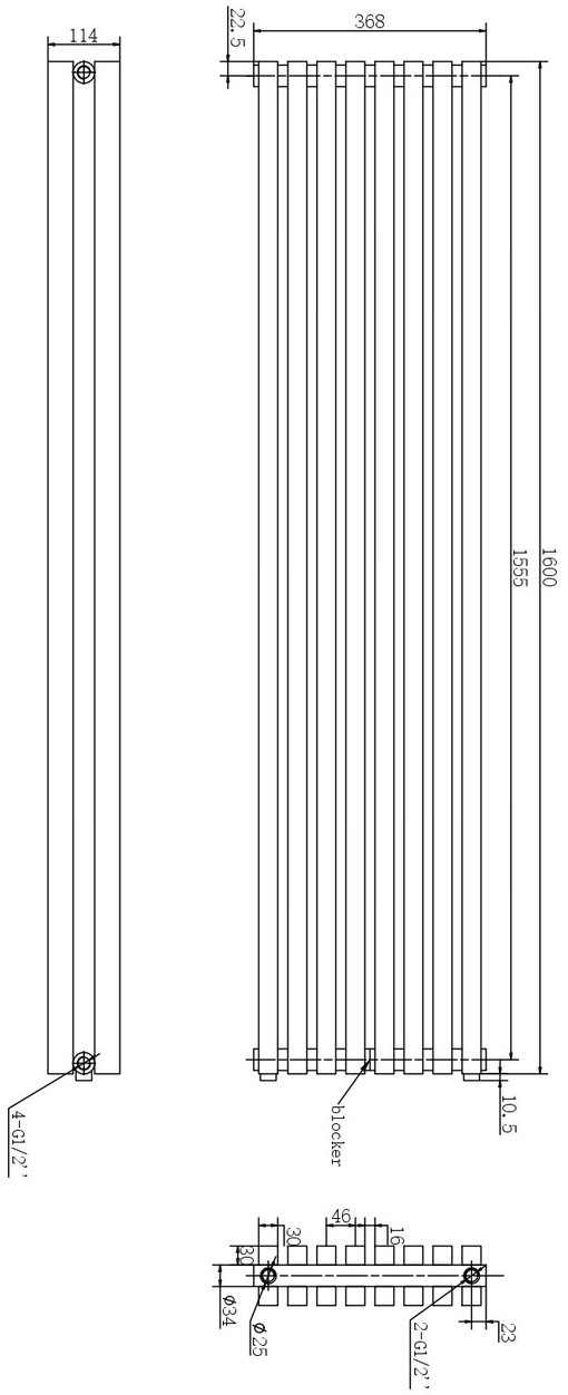 Arttidesign Ancona II 8/1600/368 чорний матовий Габаритні розміри