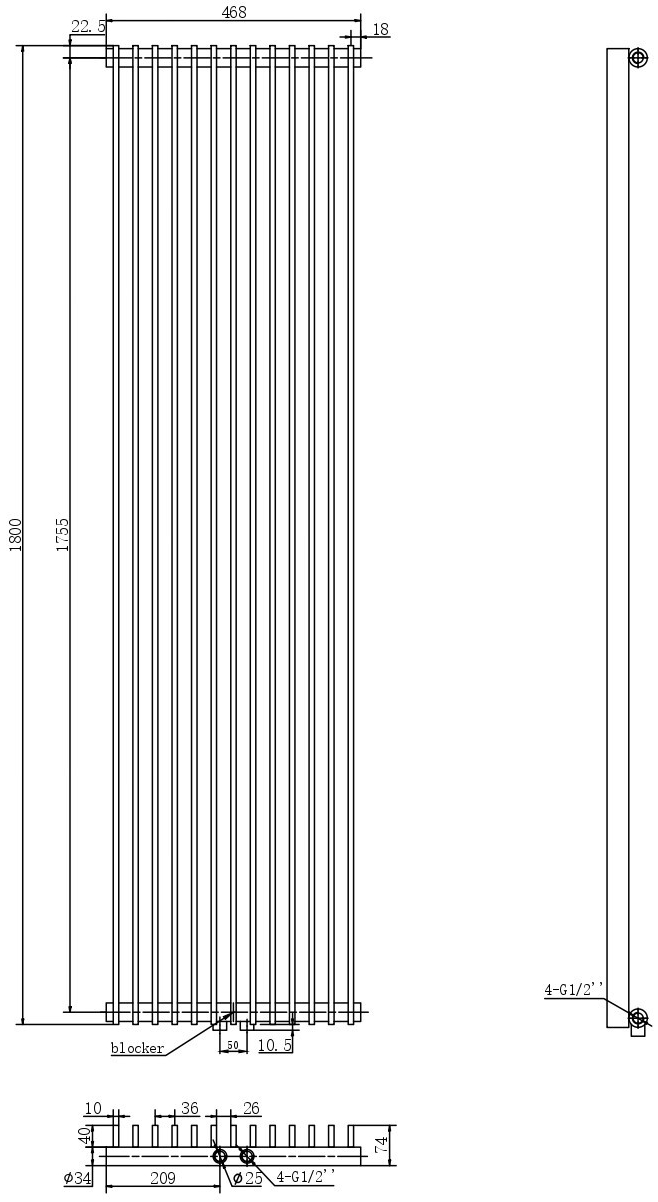 Arttidesign Pesaro 13/1800/470/50 белый матовый Габаритные размеры