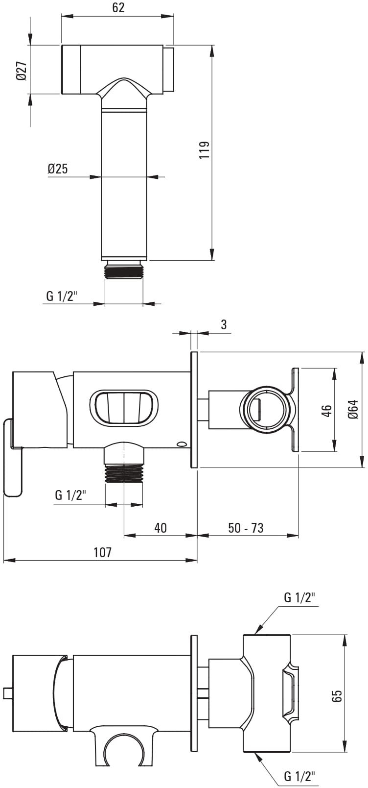 Deante Silia BQS_D34M Габаритные размеры