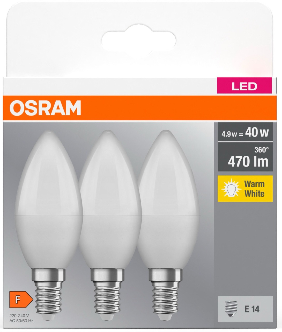 Светодиодная лампа Osram Led B40 4.9W 470Lm 2700K E14 3 шт. (4099854047091) инструкция - изображение 6