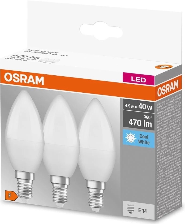 Osram Led B40 4.9W 470Lm 4000K E14 3 шт. (4058075429680)