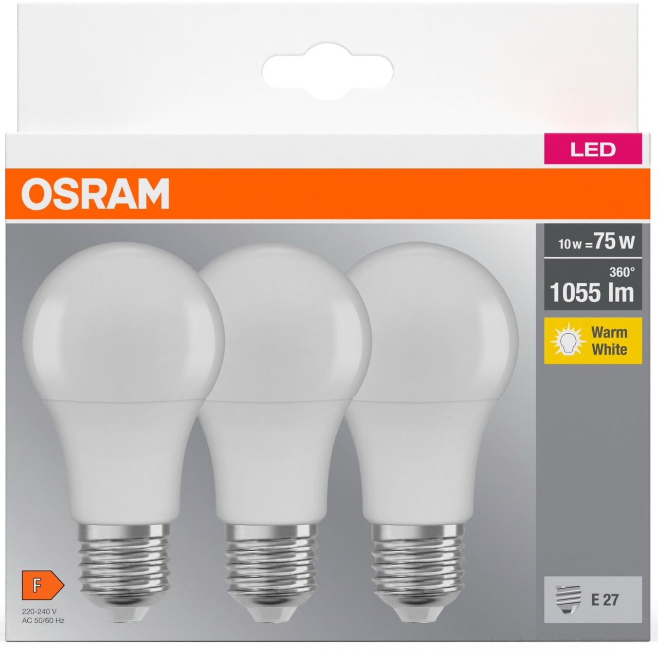 Светодиодная лампа Osram Led A60 10W 1055Lm 2700K E27 3 шт. (4058075819436) цена 180 грн - фотография 2