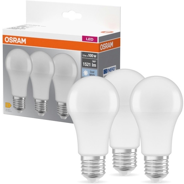 Світлодіодна лампа Osram Led A60 13W 1520Lm 4000K E27 3 шт. (4058075819559) ціна 288 грн - фотографія 2