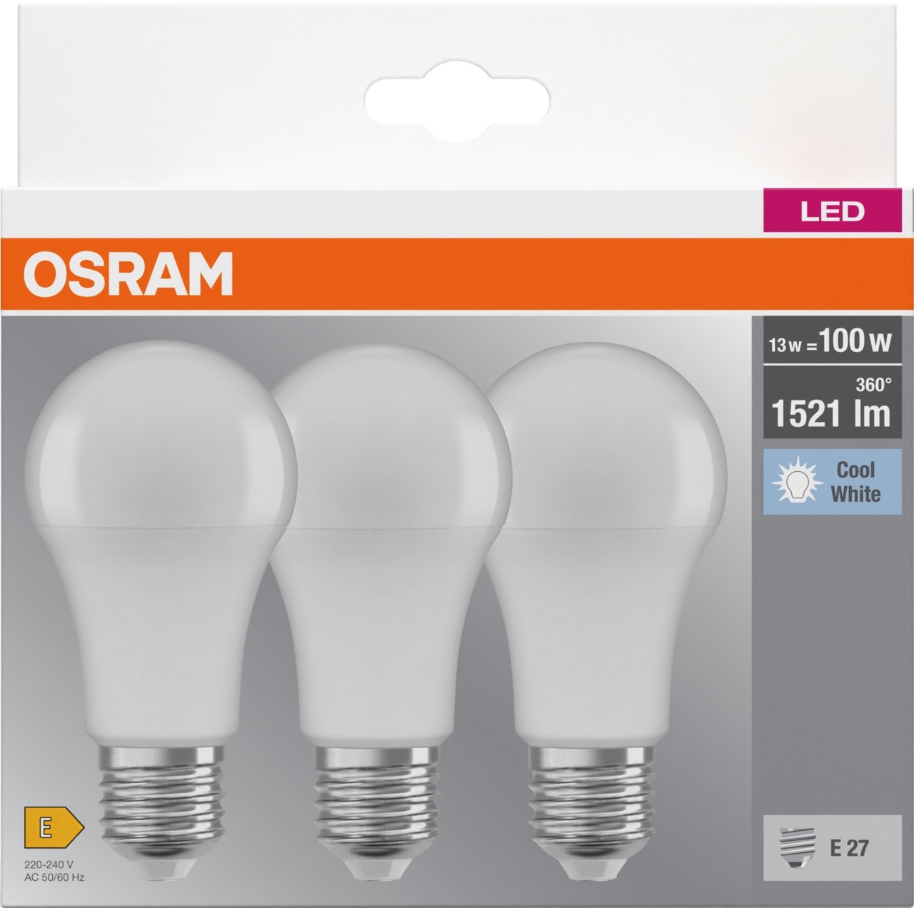 в продажу Світлодіодна лампа Osram Led A60 13W 1520Lm 4000K E27 3 шт. (4058075819559) - фото 3