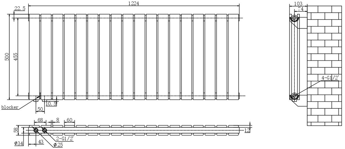 ArttiDesign Livorno ІІ G 18/500/1224/50 белый матовый Габаритные размеры