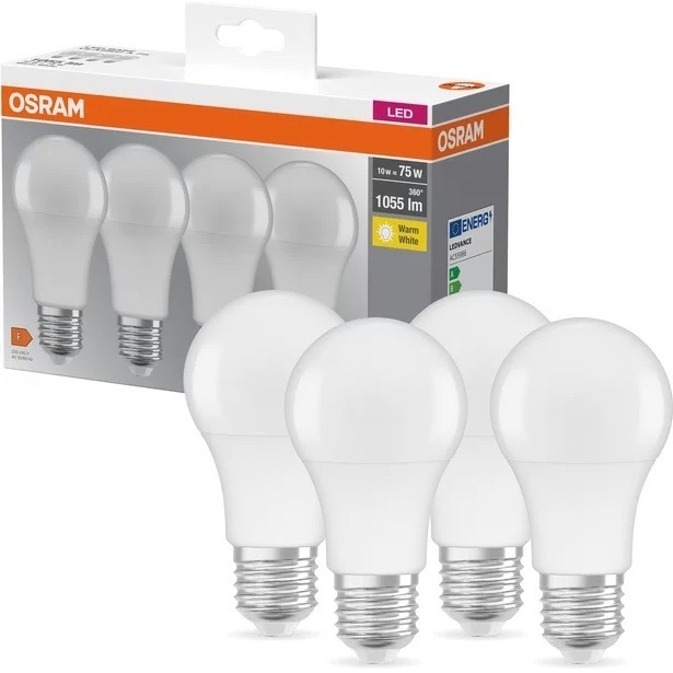 Світлодіодна лампа Osram Led A60 10W 1055Lm 2700K E27 4 шт. (4058075184992) ціна 243 грн - фотографія 2