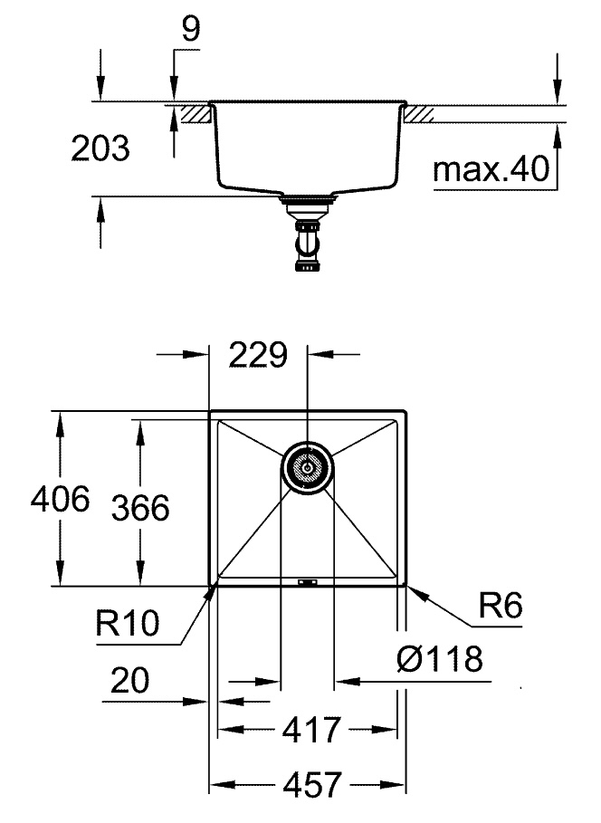 Grohe K700U 31653AP0+30270GN0+0535GN0+40997GN0 Габаритные размеры