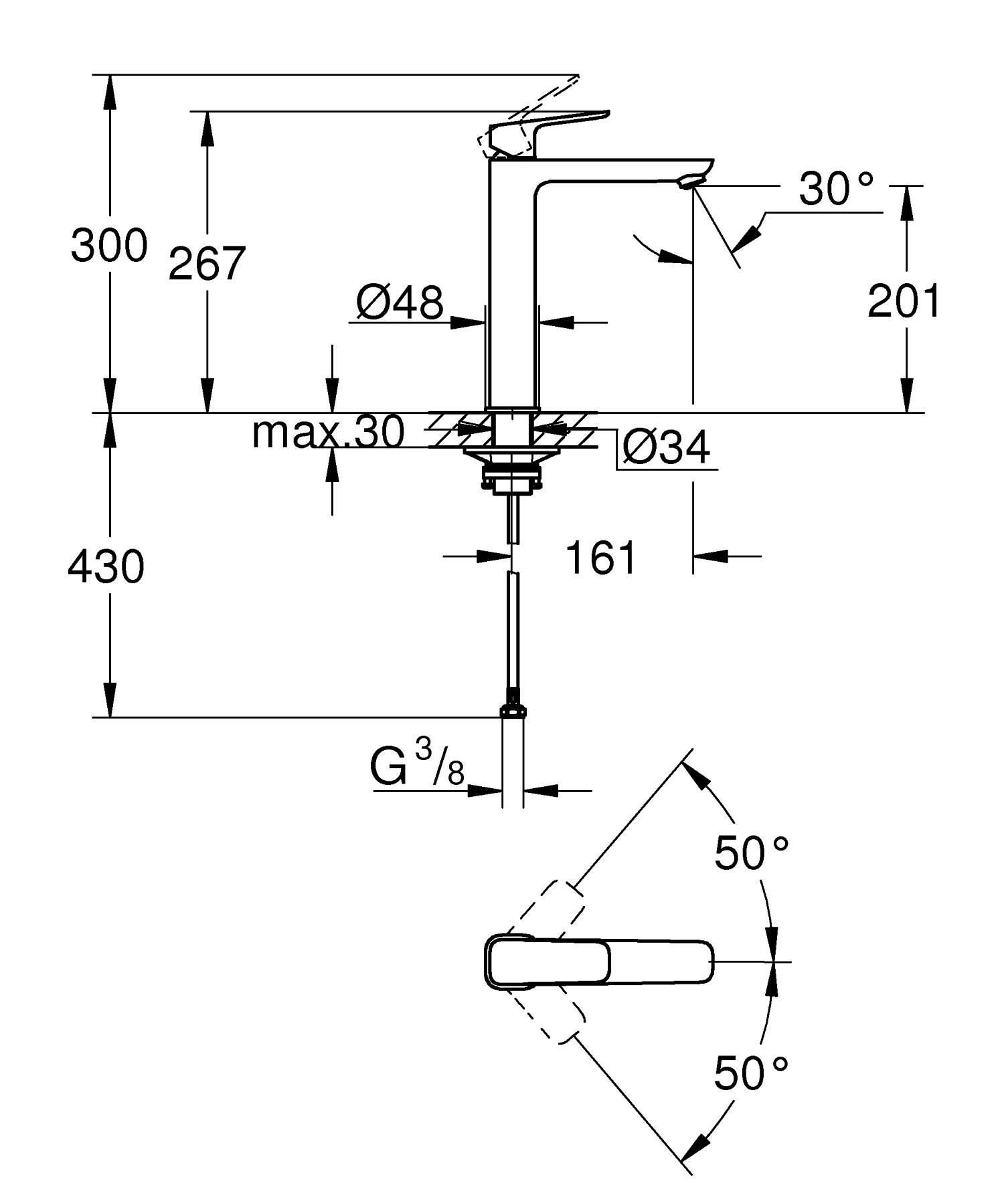 Grohe Cubeo XL-Size 1017290000 Габаритні розміри