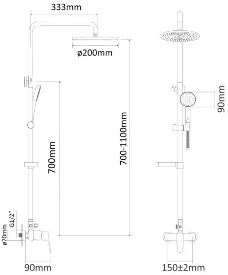 RJ LUX RJSP120-03CH Габаритні розміри