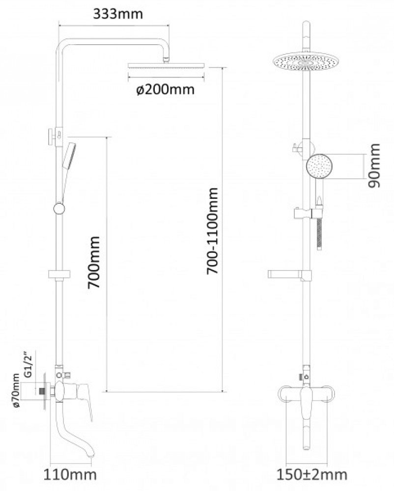 RJ LUX RJSP120-04CH Габаритні розміри