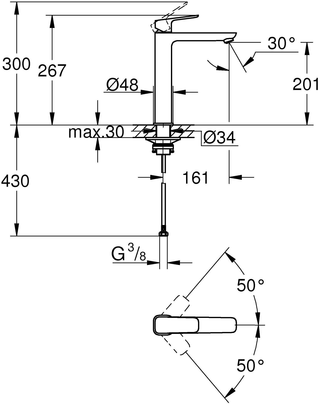 Grohe Cubeo XL-Size 1017292430 Габаритні розміри