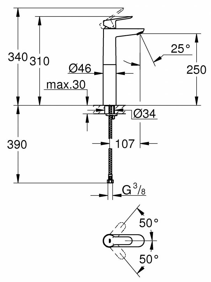 Grohe BauEdge XL 23761000 Габаритные размеры