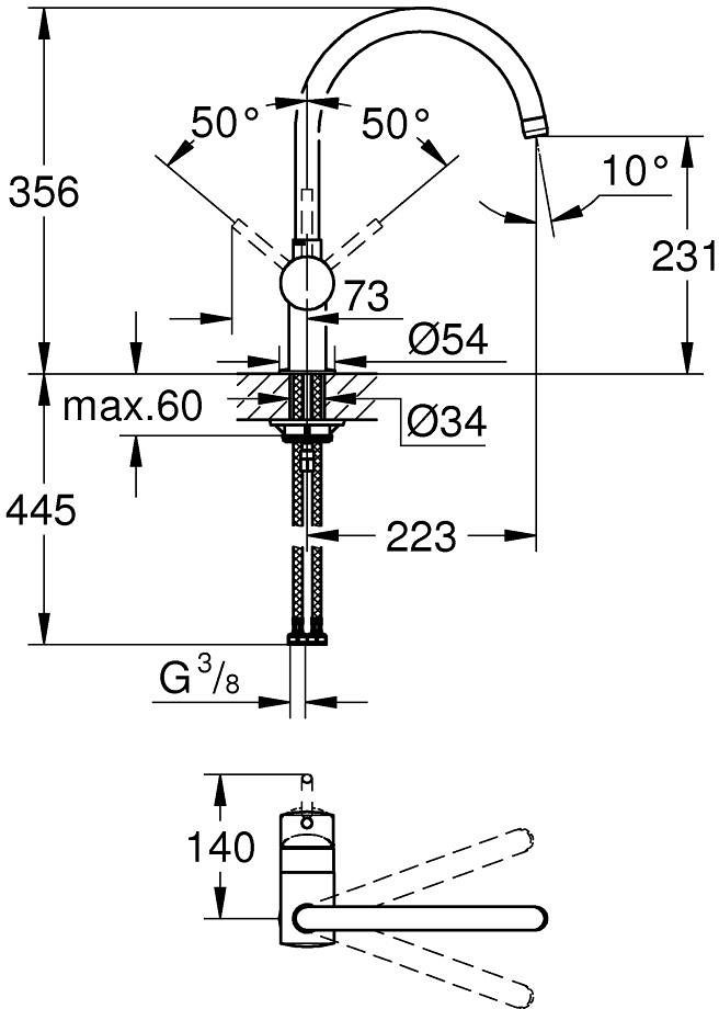 Grohe Minta 32917AL0 Габаритные размеры