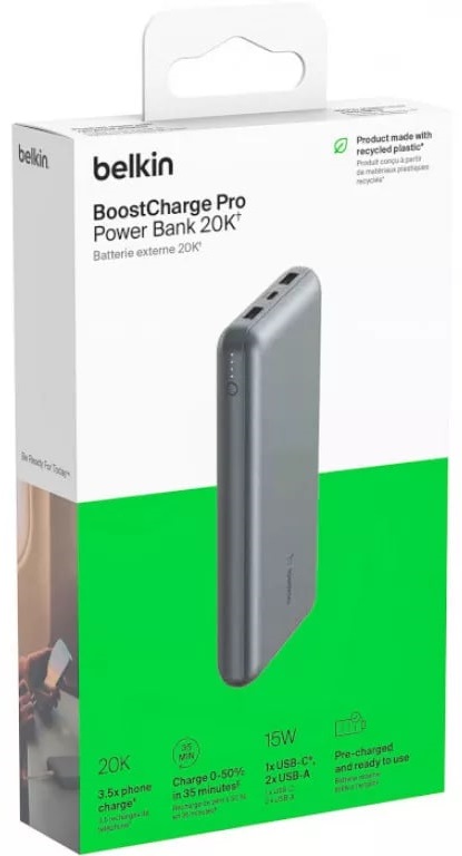 огляд товару Повербанк Belkin 20000мАч, 15Вт, 2хUSB-A/USB-C (BPB012BTGY) - фотографія 12