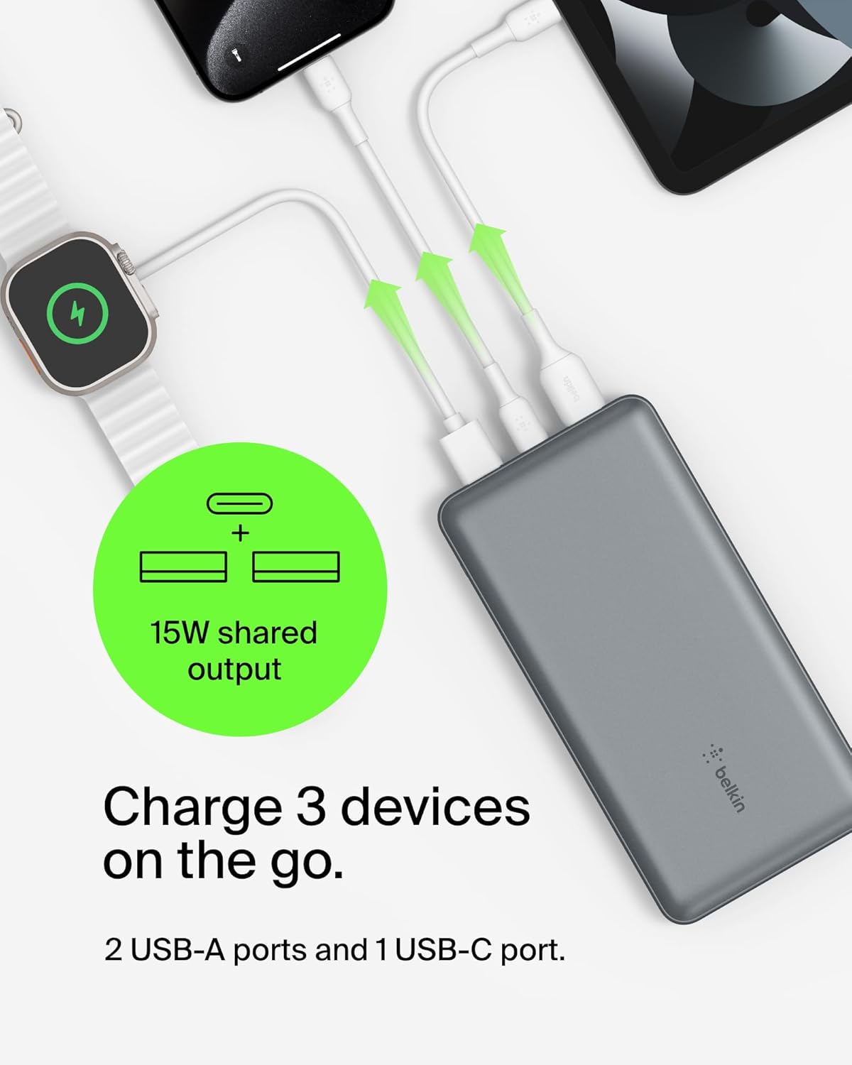 Повербанк Belkin 20000мАч, 15Вт, 2хUSB-A/USB-C (BPB012BTGY) інструкція - зображення 6