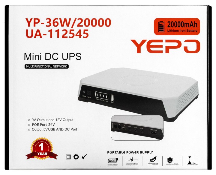 Джерело безперебійного живлення Yepo Mini DC-UPS YP-36W (UA-112545) зовнішній вигляд - фото 9