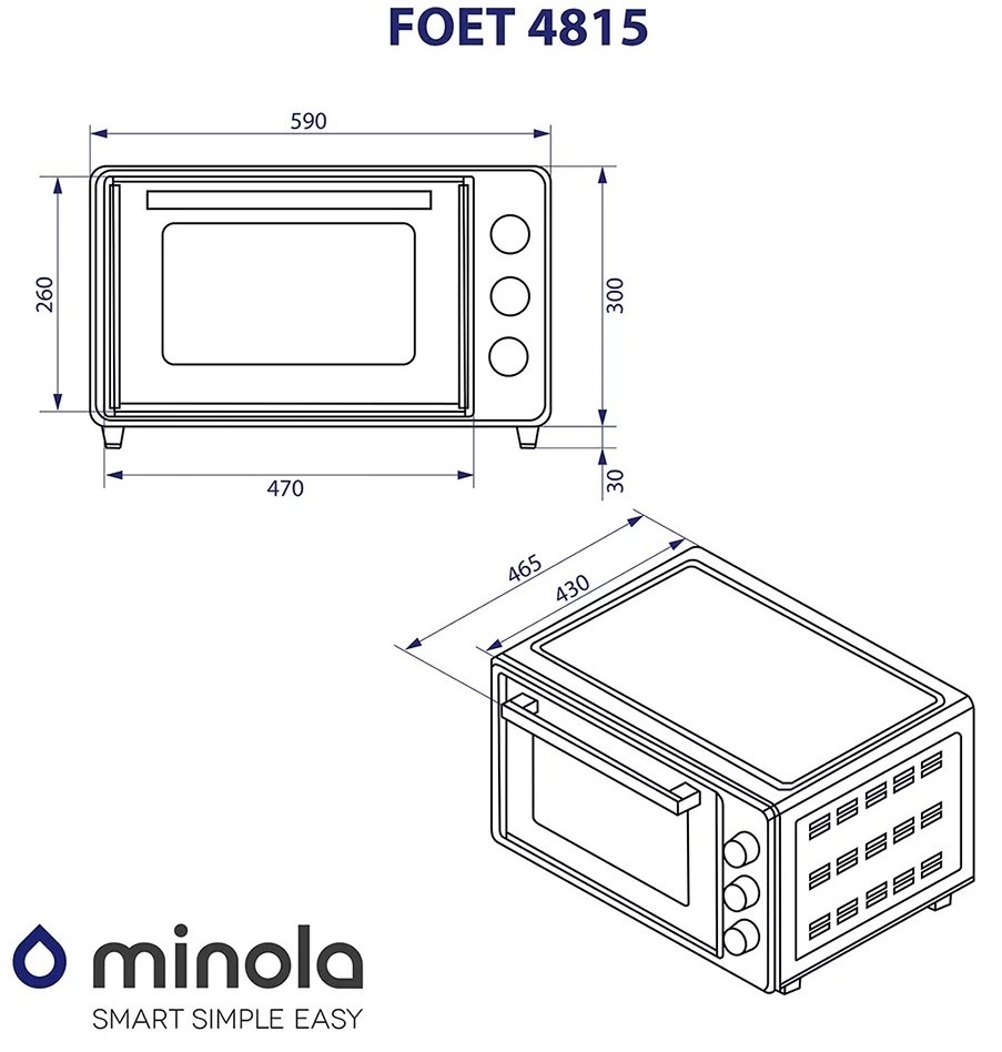 Minola FOET 4815 GR Габаритные размеры