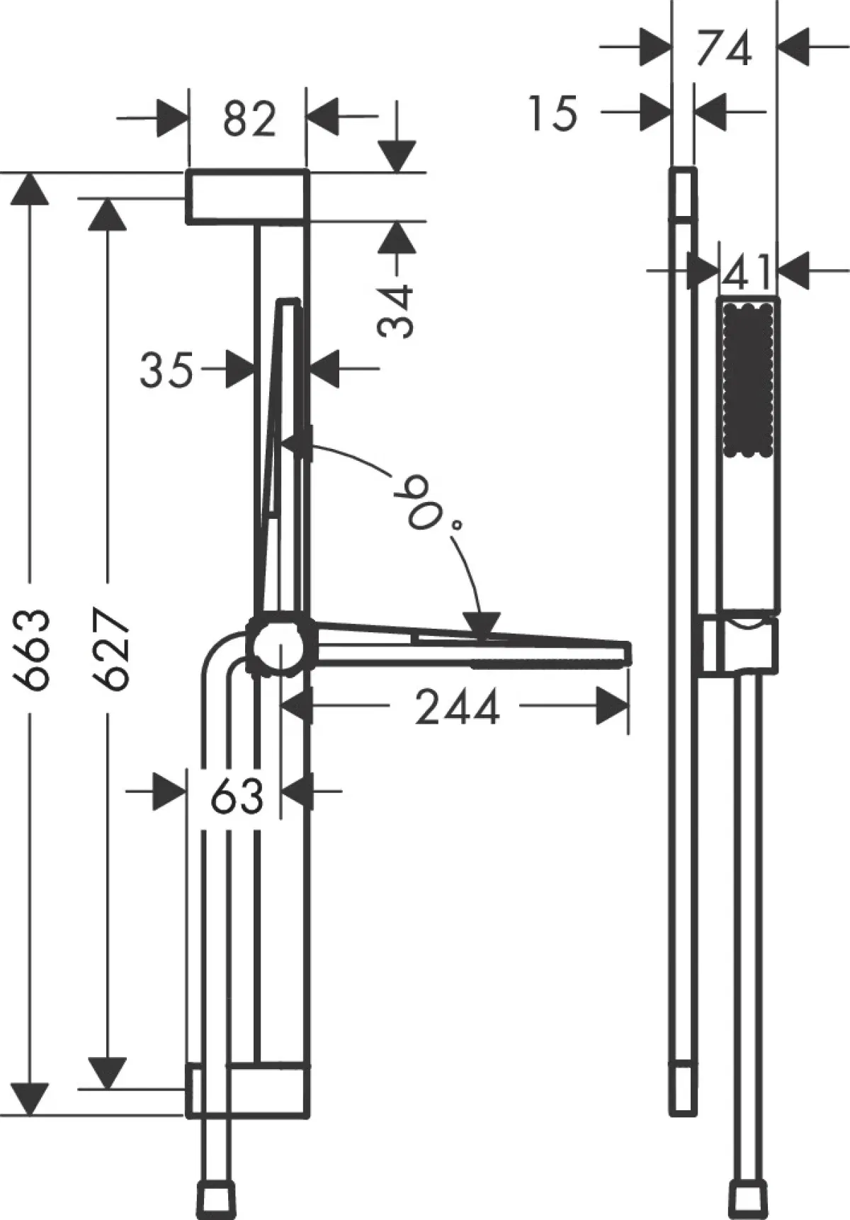 Hansgrohe Pulsify E Chrome 24371000 Габаритні розміри