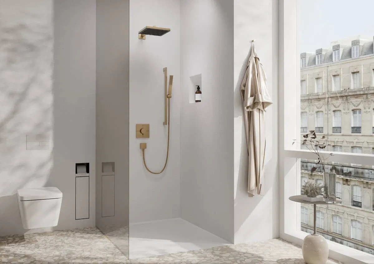 Внешняя часть смесителя Hansgrohe ShowerSelect Comfort E Brushed Bronze 15572140 цена 59299 грн - фотография 2