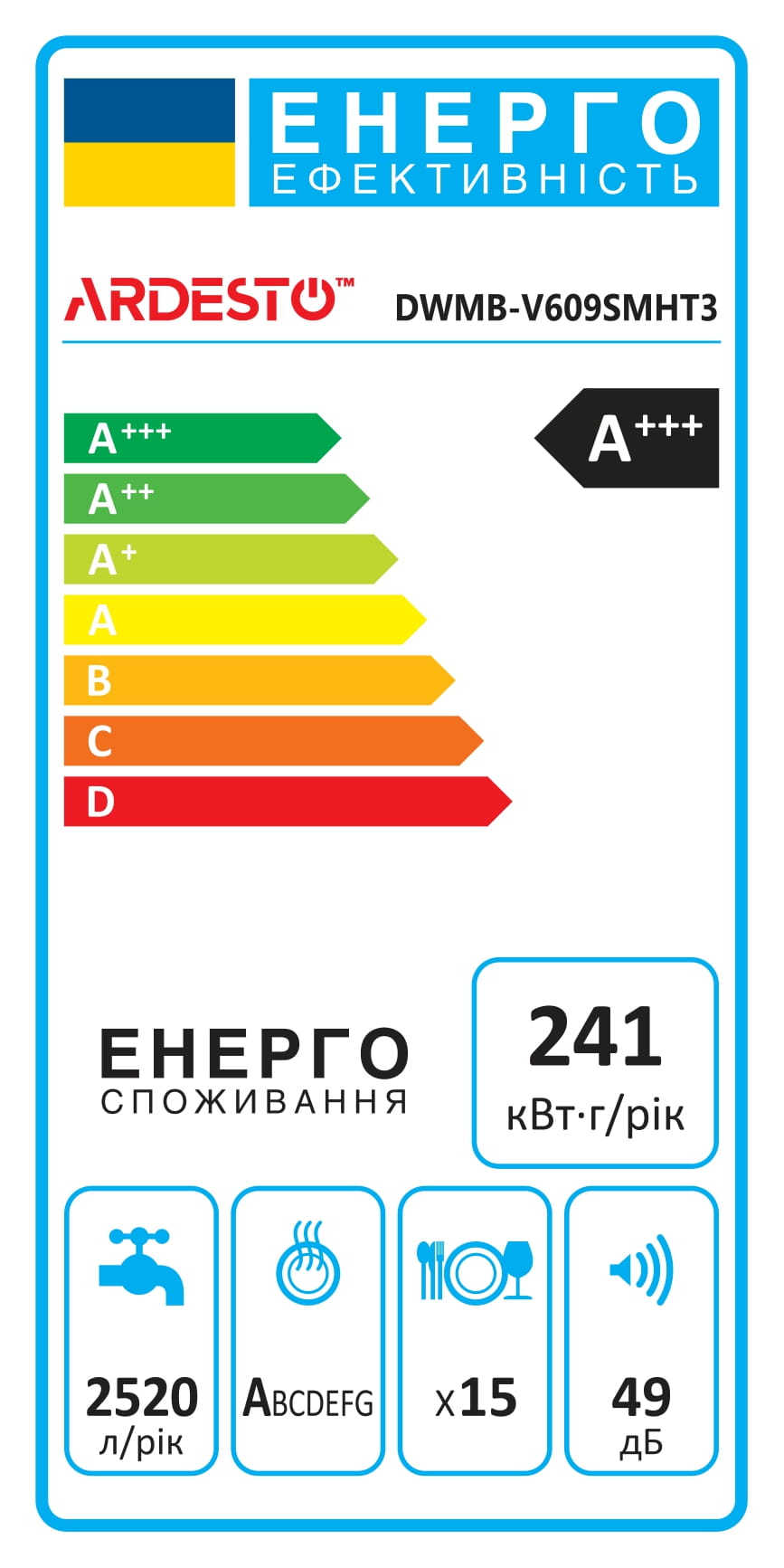 Посудомоечная машина Ardesto DWMB-V609SMHT3 цена 14999 грн - фотография 2